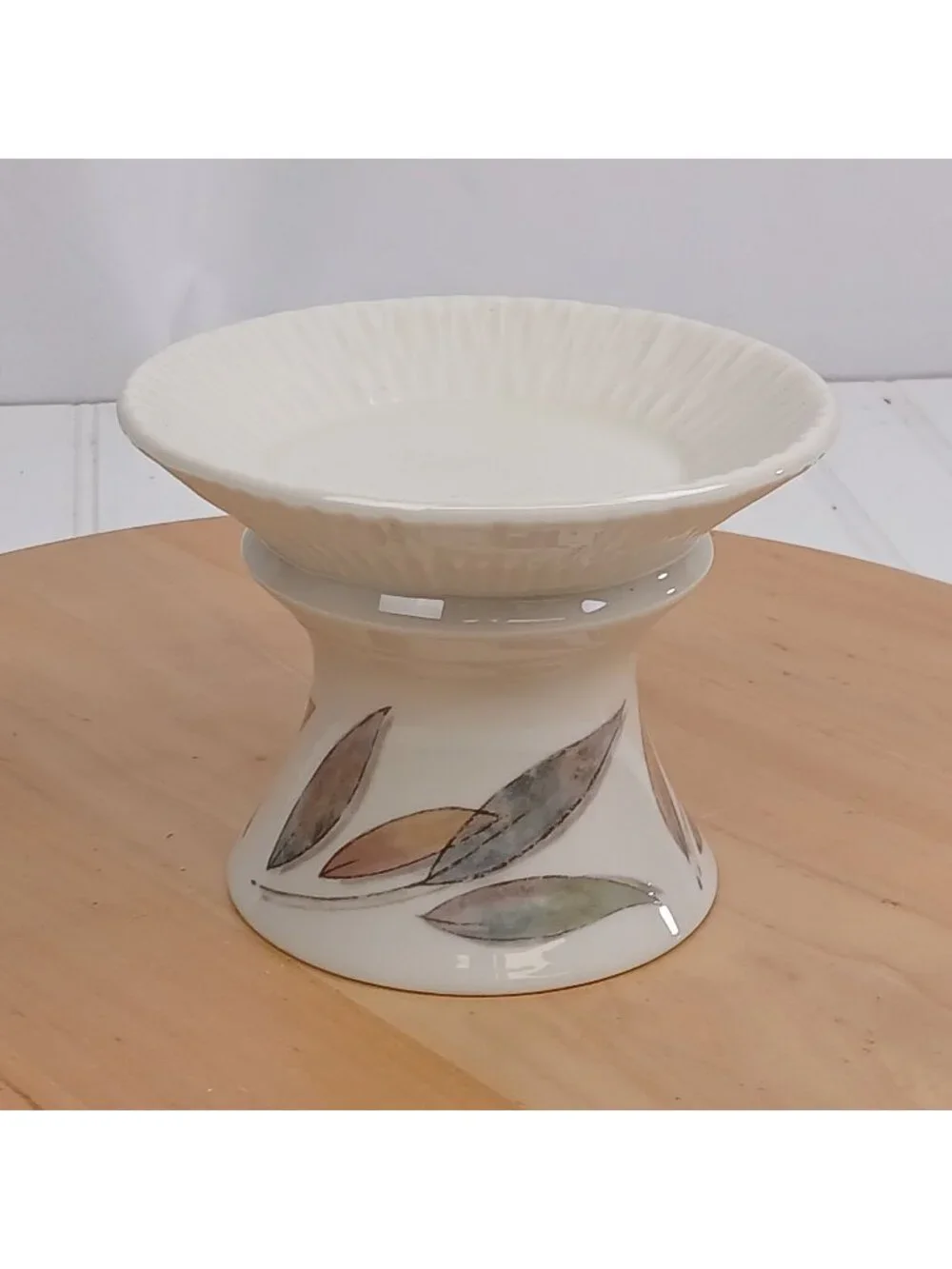 Lenox Pillar Candle Holder Natures Impressions Leaves Pattern Vintage 2000 USA